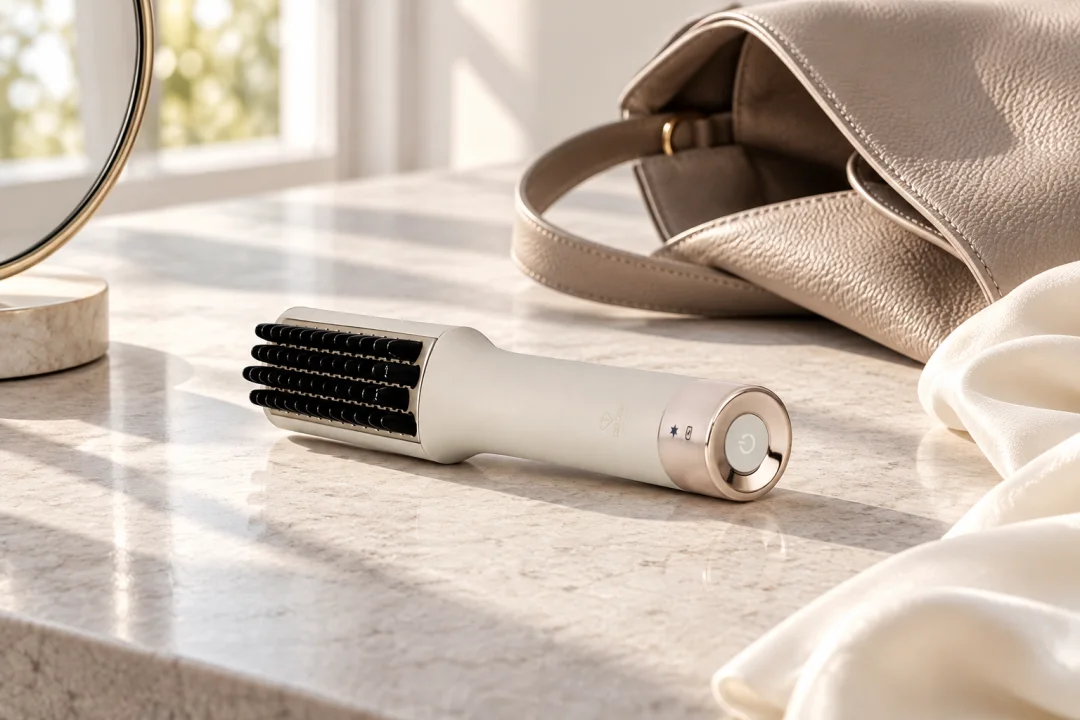 Portable hair straightening comb. Packing away
